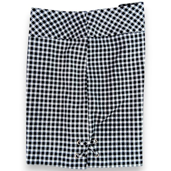 Ingredients- Women's-Gingham Checkered Black-White Shorts-Flat Panel-Summer - Picture 3 of 12